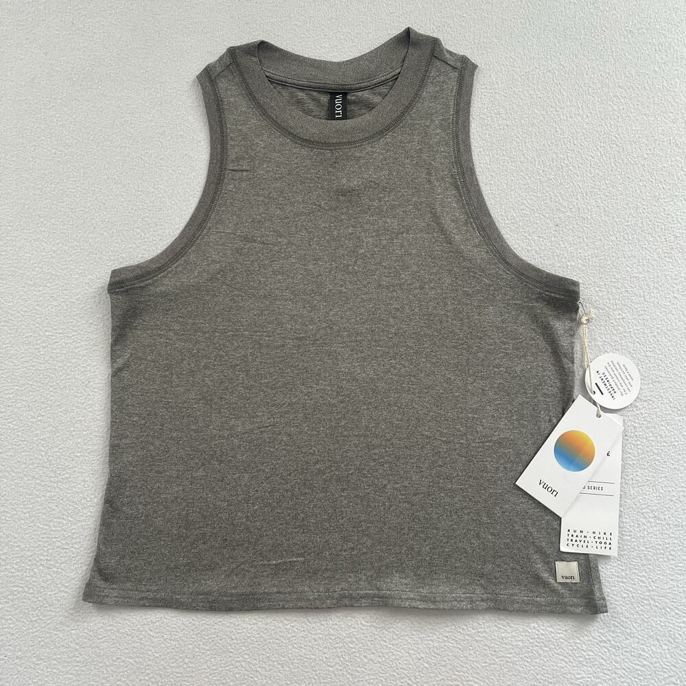 NWT Vuori Heather Grey Energy Tank Performance Stretch Loose Fit Top VW123 XS